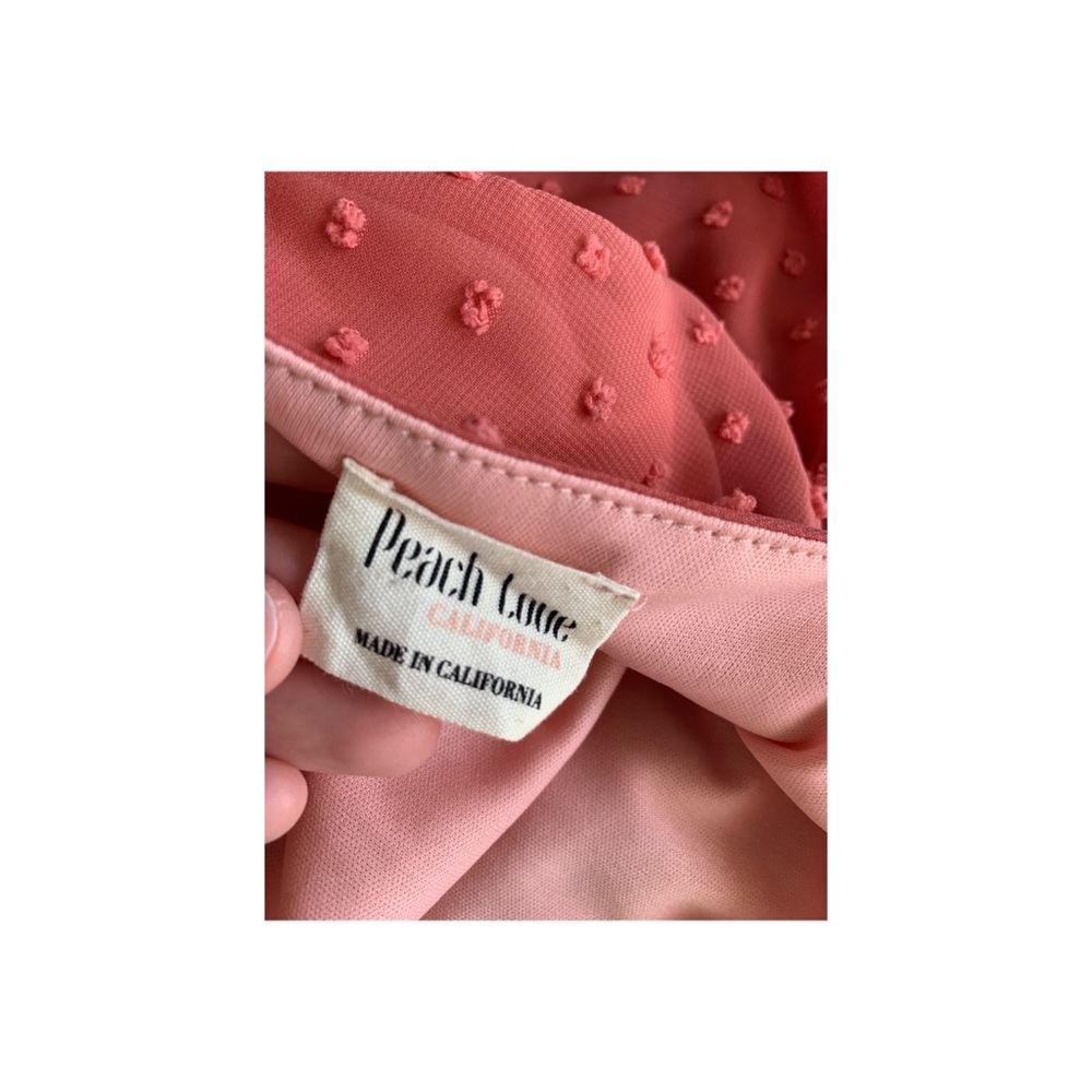 Peach Love California One Shoulder Dusty Rose Swiss Dot Maxi Dress - Picture 4 of 5